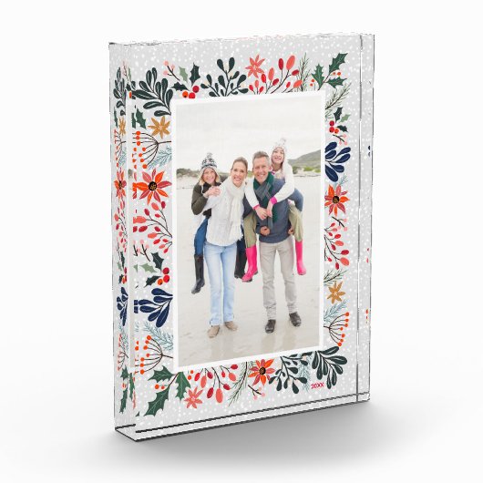 Elegante Winter Blume Snow Family Fotoblock (Links)