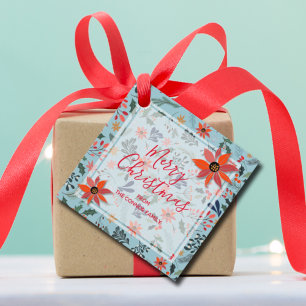 Elegante Winter Blume Weihnachten Geschenkanhänger