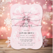 Elegante Winter Blush Pink Bow Girl Baby Dusche Einladung