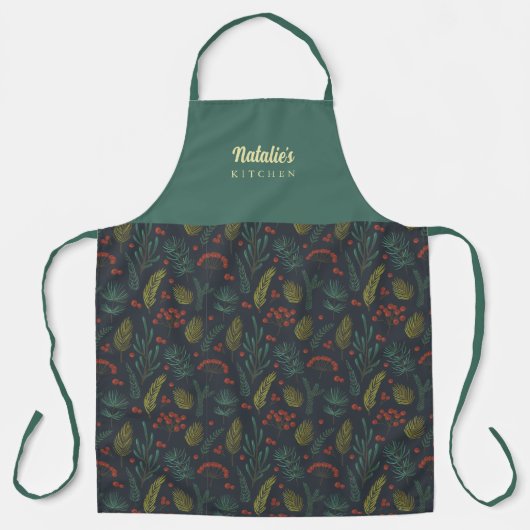 Elegante Winter Botanical All-over Print-Schürze Schürze (Vorderseite)