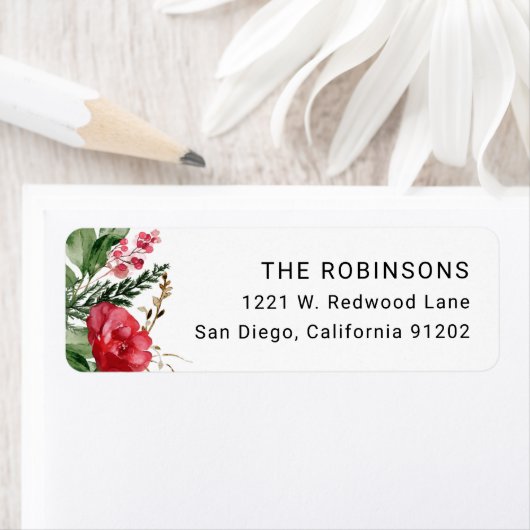 Elegante Winter Botanical Foliage Rücksendeadresse (Insitu)