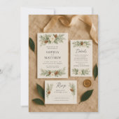Elegante Winter Botanical Wedding Invitation Suite Einladung (Vorderseite)