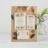 Elegante Winter Botanical Wedding Invitation Suite Einladung (Stehend Vorderseite)