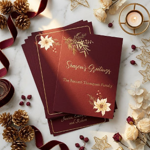 Elegante Winter Botanicals Saison Grüße Gold Folien Feiertagskarte