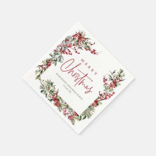 Elegante Winter Botanische Weihnachtsfeier Serviette (Ecke)