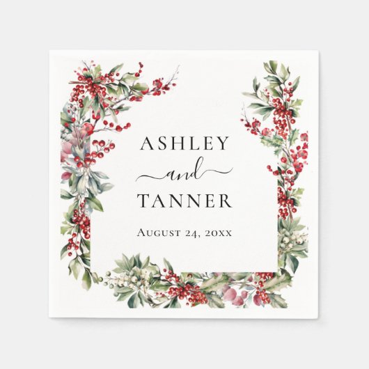 Elegante Winter Botanische Weihnachtsfeier Serviette (Vorderseite)