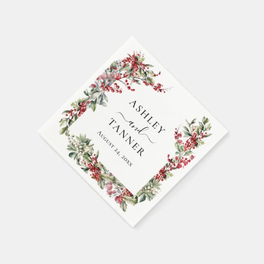 Elegante Winter Botanische Weihnachtsfeier Serviette (Ecke)