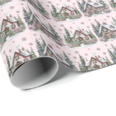 Elegante Winter Cabin Blush Pink Weihnachten Geschenkpapier (Rolleneckpunkt)