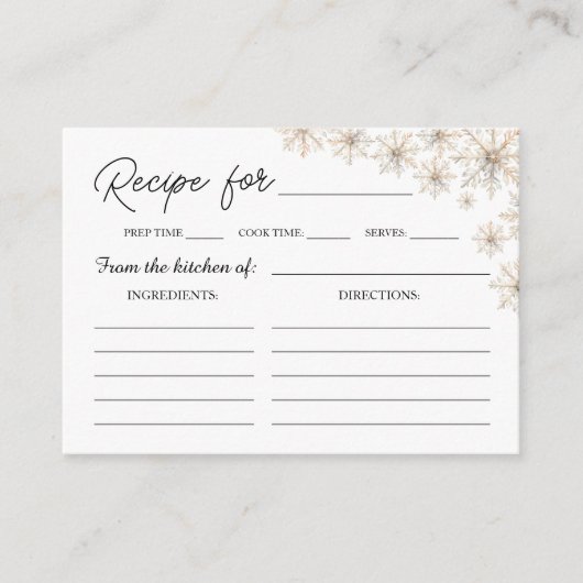 Elegante Winter Christmas Brautparty Rezept Card Begleitkarte (Vorderseite)