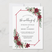 Elegante Winter Christmas Floral Wedding Einladung (Vorderseite)