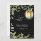 Elegante Winter Christmas Lantern Black Wedding Einladung (Vorderseite)