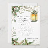 Elegante Winter Christmas Lantern Red Holly Weddin Einladung (Vorderseite)