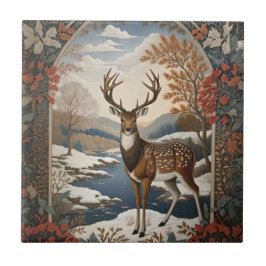 Elegante Winter Deer Winter Szene Fliese