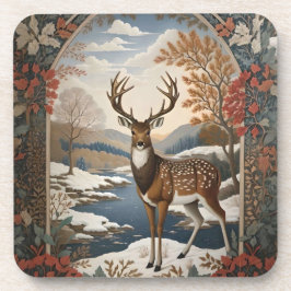 Elegante Winter Deer Winter Szene Getränkeuntersetzer