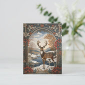 Elegante Winter Deer Winter Szene Postkarte (Stehend Vorderseite)