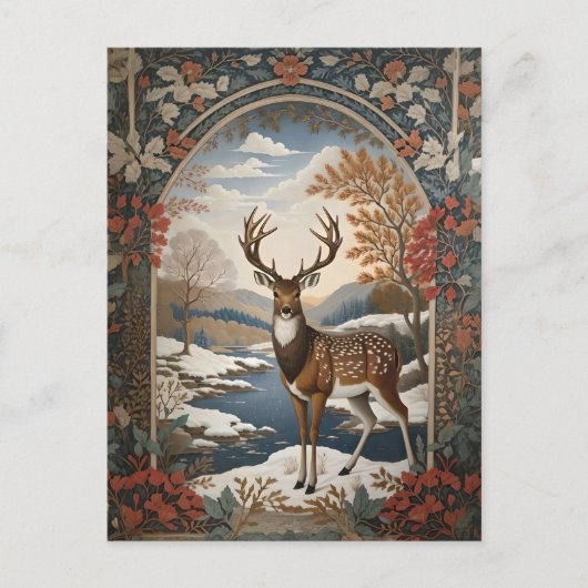 Elegante Winter Deer Winter Szene Postkarte (Vorderseite)