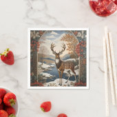 Elegante Winter Deer Winter Szene Serviette (Beispiel)