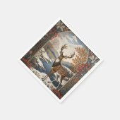 Elegante Winter Deer Winter Szene Serviette (Ecke)