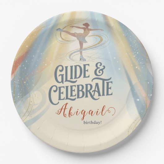 Elegante Winter-Eislauf-Geburtstagseinladung Pappteller (Vorderseite)