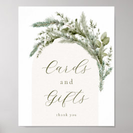 Elegante Winter Evergreen Arch Cards und Geschenks Poster