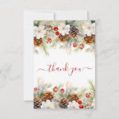 Elegante Winter Evergreen Baby Dusche Wasserfarbe Dankeskarte (Vorderseite)