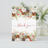 Elegante Winter Evergreen Baby Dusche Wasserfarbe Dankeskarte (Stehend Vorderseite)