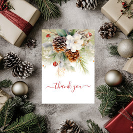 Elegante Winter Evergreen Baby Dusche Wasserfarbe Dankeskarte