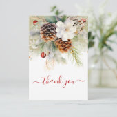 Elegante Winter Evergreen Baby Dusche Wasserfarbe Dankeskarte (Stehend Vorderseite)