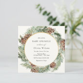 Elegante Winter Evergreen Baby Sprinkle Einladung (Stehend Vorderseite)