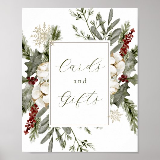 Elegante Winter Evergreen Karten und Geschenksign Poster (Vorne)
