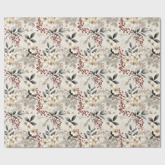 Elegante Winter Flora Festivals Design Geschenkpapier (Flach)