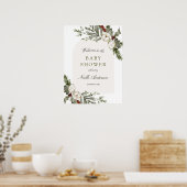 Elegante Winter Floral Arch Baby Dusche Poster (Küche)