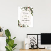 Elegante Winter Floral Arch Baby Dusche Poster (Heimbüro)