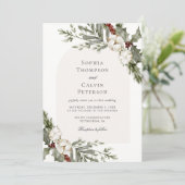 Elegante Winter Floral Arch Wedding Einladung (Stehend Vorderseite)