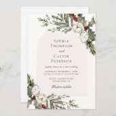Elegante Winter Floral Arch Wedding Einladung (Vorne/Hinten)