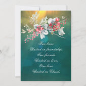 Elegante Winter Floral auf grüner Christlicher Hoc Einladung (Rückseite)