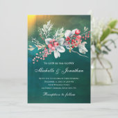 Elegante Winter Floral auf grüner Christlicher Hoc Einladung (Stehend Vorderseite)