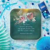 Elegante Winter Floral auf grüner Christlicher Hoc Pappteller (Party)