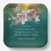 Elegante Winter Floral auf grüner Christlicher Hoc Pappteller (Vorderseite)