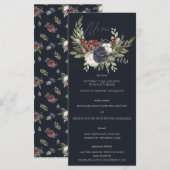 Elegante Winter Floral Boho Botanische Hochzeitska Menükarte (Vorne/Hinten)