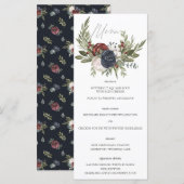 Elegante Winter Floral Boho Botanische Hochzeitska Menükarte (Vorne/Hinten)