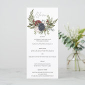 Elegante Winter Floral Boho Botanische Hochzeitska Menükarte (Stehend Vorderseite)