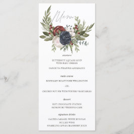 Elegante Winter Floral Boho Botanische Hochzeitska Menükarte