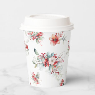 Elegante Winter Floral Botanical Baby Dusche Pappbecher