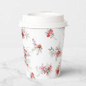 Elegante Winter Floral Botanical Baby Dusche Pappbecher (Rückseite)