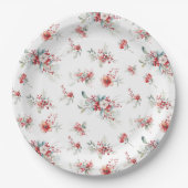 Elegante Winter Floral Botanical Baby Dusche Pappteller (Vorderseite)