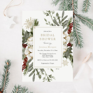 Elegante Winter Floral Bridal Dusche Einladung