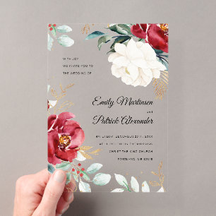 Elegante Winter Floral Christmas Acryleinladungen