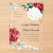 Elegante Winter Floral Christmas Acryleinladungen (Vorderseite)