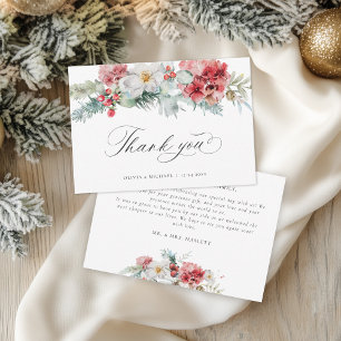 Elegante Winter Floral Christmas Dankeskarte